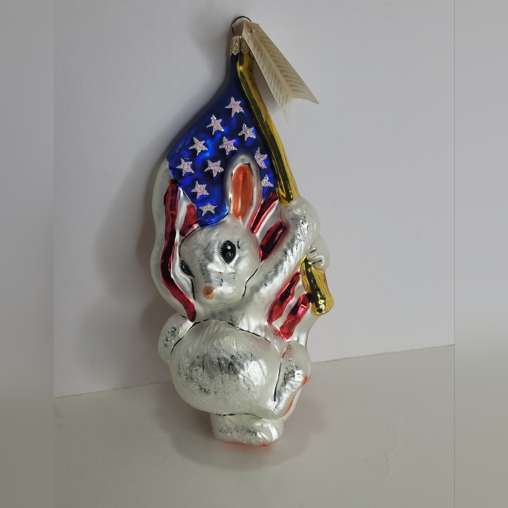 Christopher Radko Bunny Ornament, with Tag & Box "Star Spangled Rabbit"